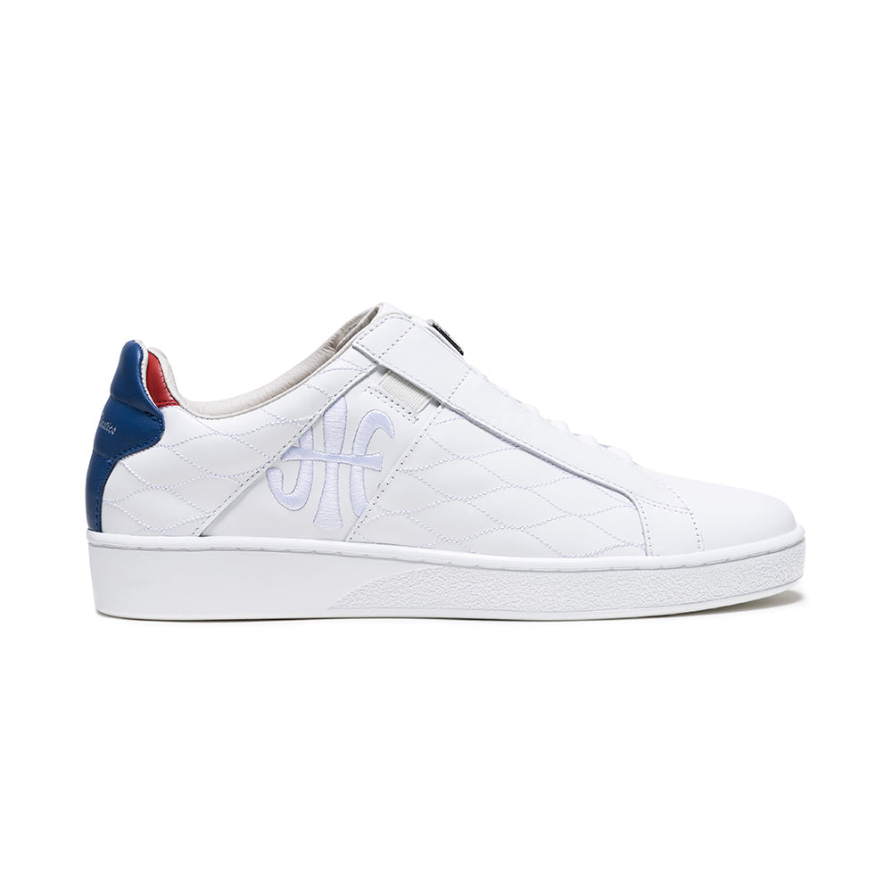 Men's Icon Lux White Blue Red Leather Sneakers 02531-051