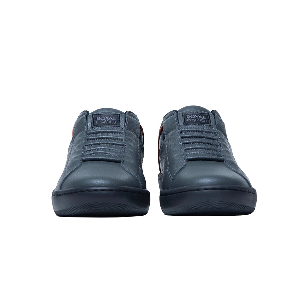 Men's Icon 2.0 Black Gray Orange Logo Leather Sneakers 06514-892