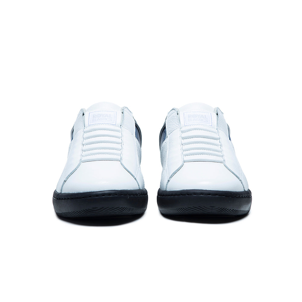 Men's Icon 2.0 White Black Blue Logo Leather Sneakers 06521-058