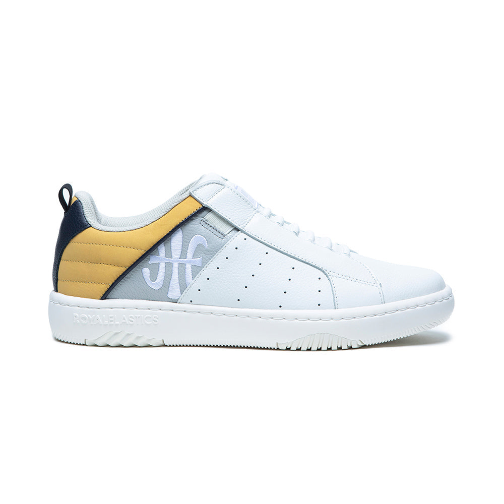 Men's Icon 2.0 White Gray Yellow Logo Leather Sneakers 06521-083