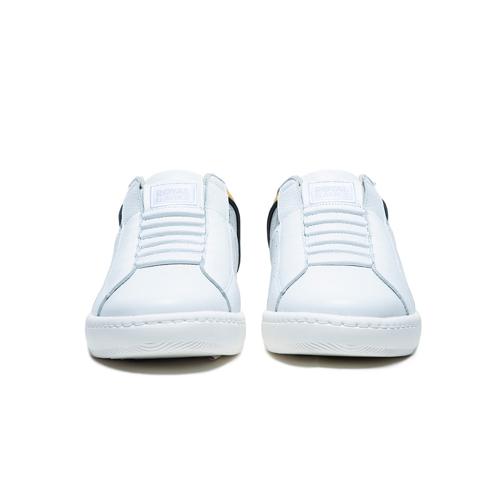 Men's Icon 2.0 White Gray Yellow Logo Leather Sneakers 06521-083