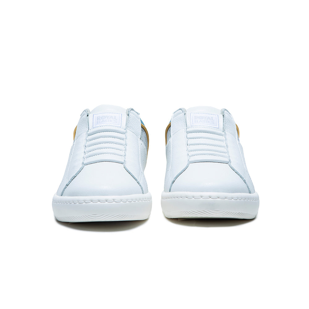 Men's Icon 2.0 White Gray Blue Logo Leather Sneakers 06521-085