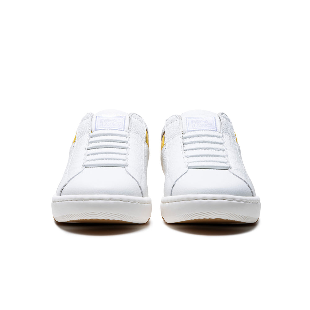 Men's Icon 2.0 White Yellow Blue Logo Leather Sneakers 06522-035