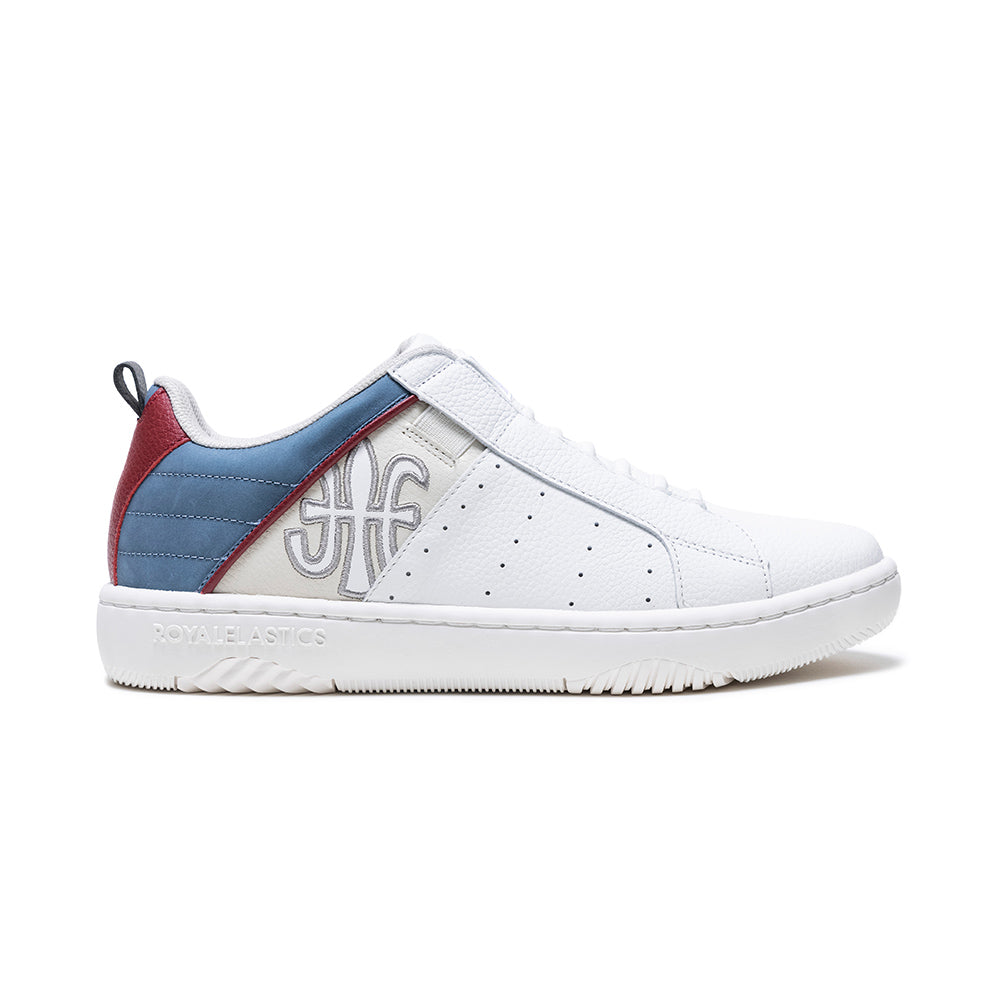Men's Icon 2.0 White Blue Red Logo Leather Sneakers 06531-051