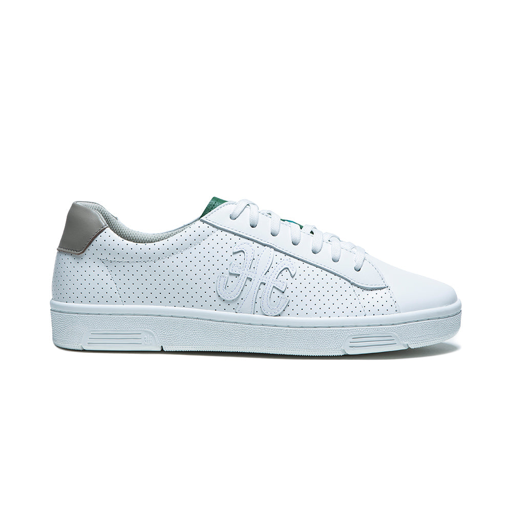Men's Honor White Green Logo Leather Sneakers