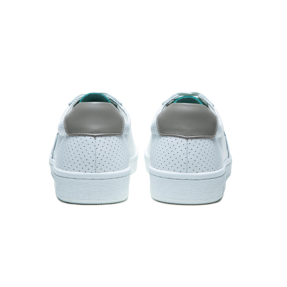Men's Honor White Green Logo Leather Sneakers