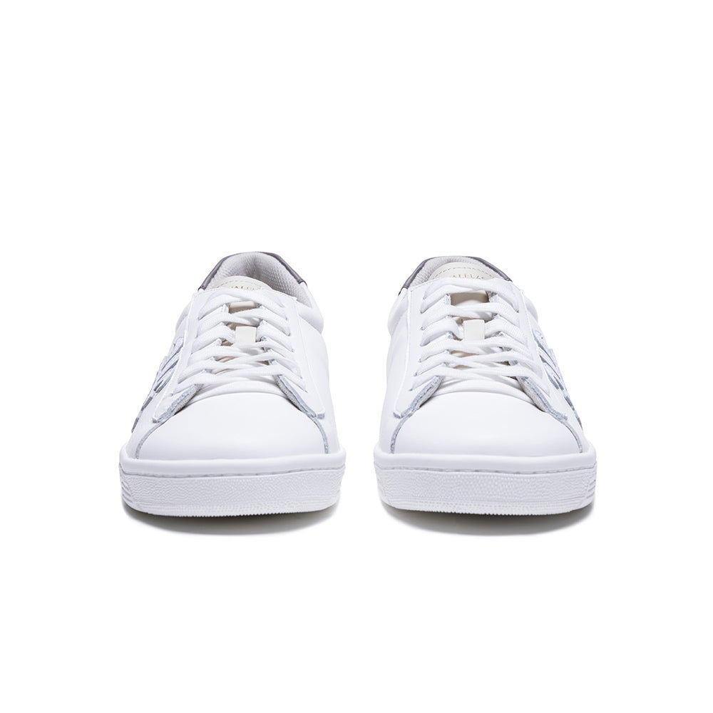 Men's Honor White Gray Logo Leather Sneakers 08021-080