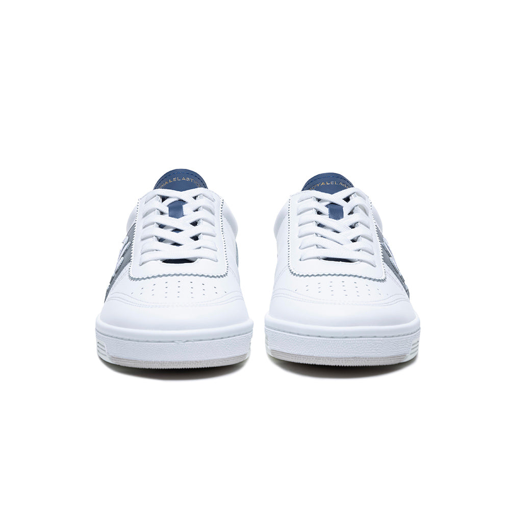 Men's Dreamer White Gray Blue Logo Leather Sneakers 08121-058