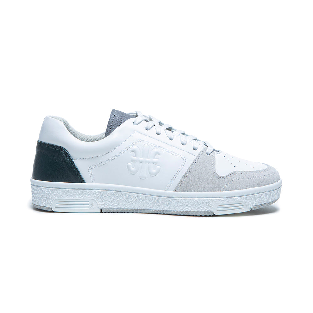 Men's Maker White Black Gray Logo Leather Sneakers 08214-048