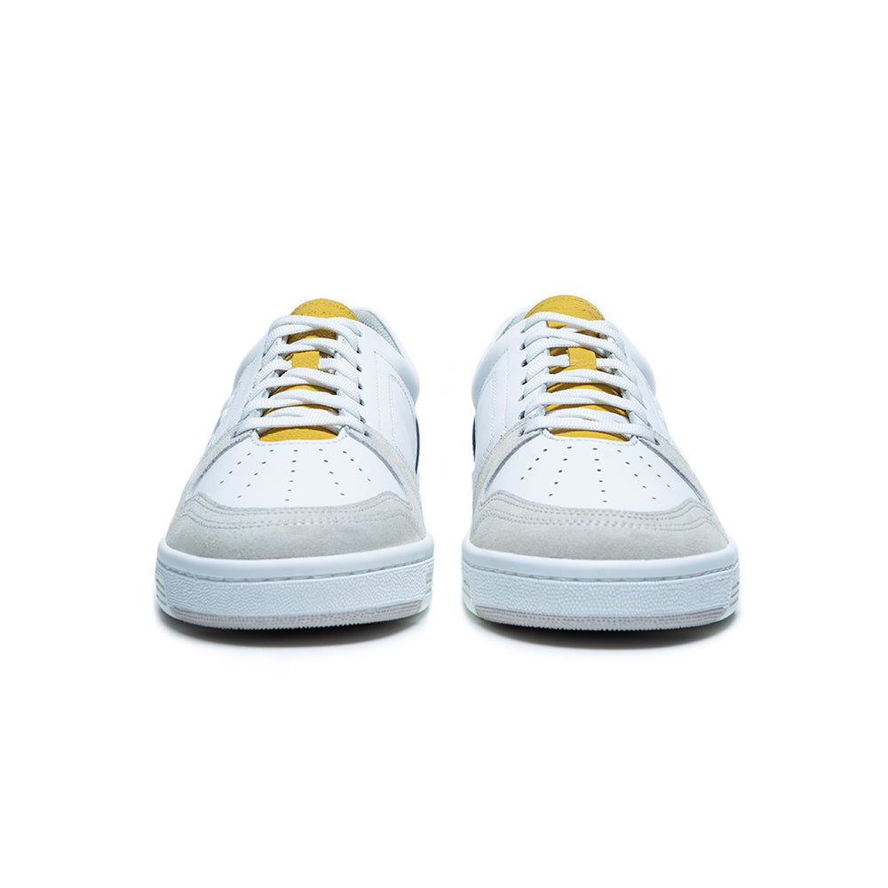 Men's Maker White Yellow Blue Logo Leather Sneakers 08214-053