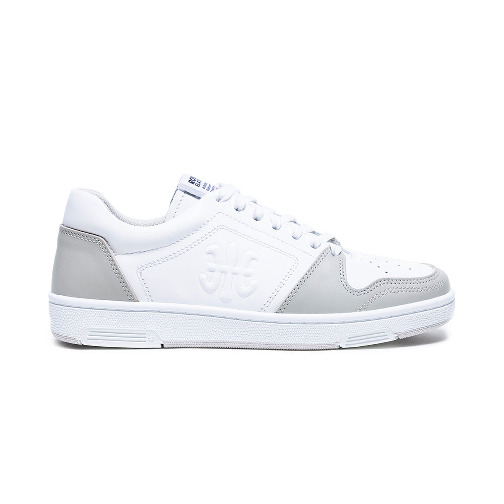 Men's Maker White Gray Logo Leather Sneakers 08221-008