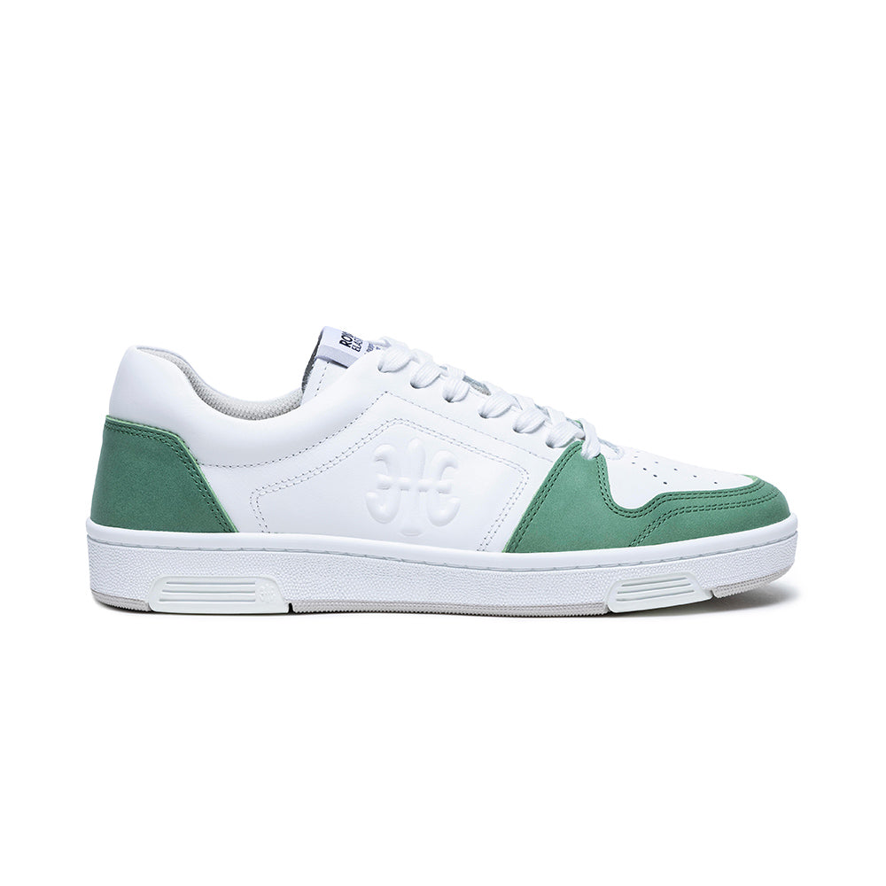 Men's Maker White Green Logo Leather Sneakers 08221-040