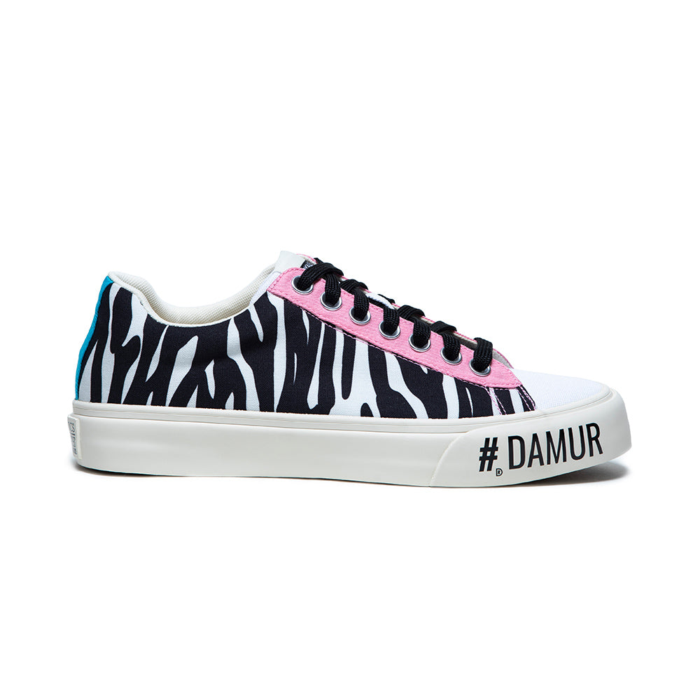 Women's Zone Black White Pink Canvas Low Tops 90821-915