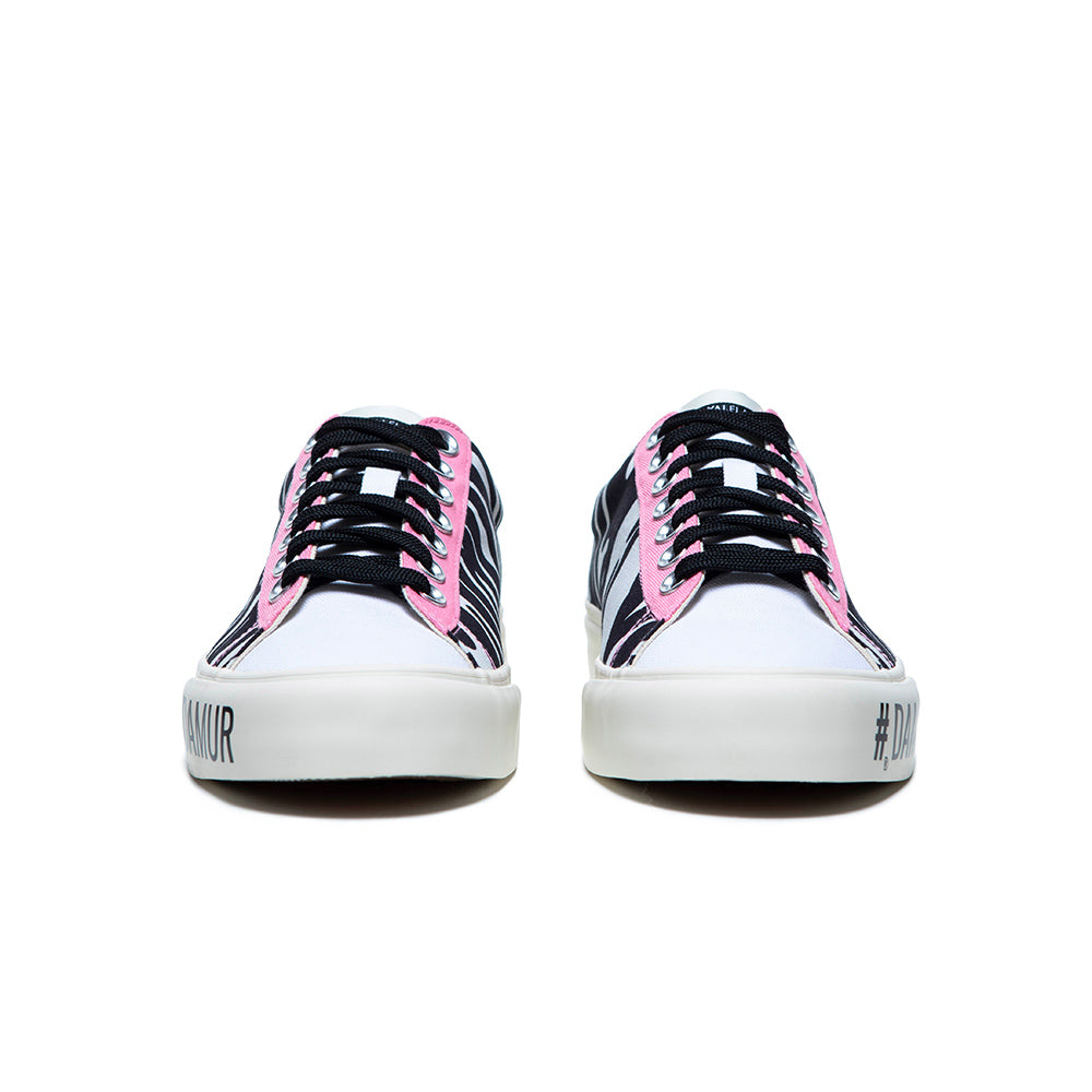 Women's Zone Black White Pink Canvas Low Tops 90821-915
