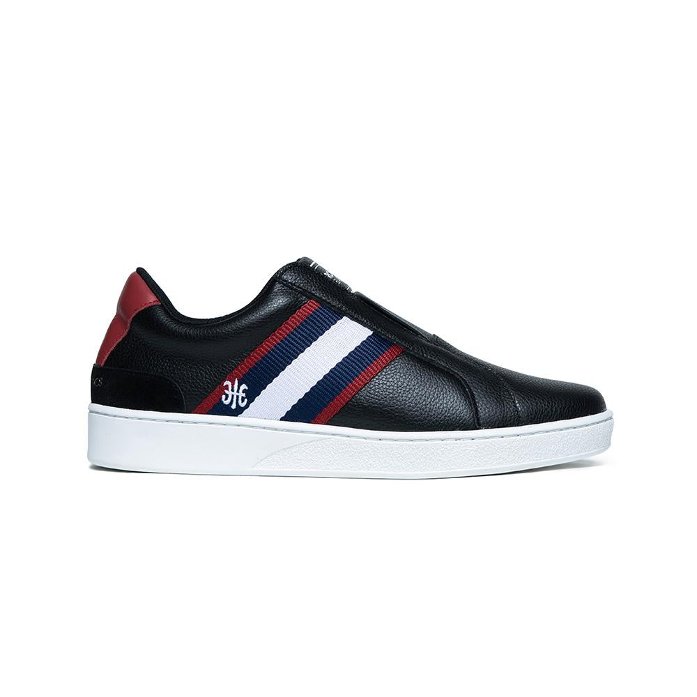Women's Bishop Black Red Blue Leather Sneakers 91712-910