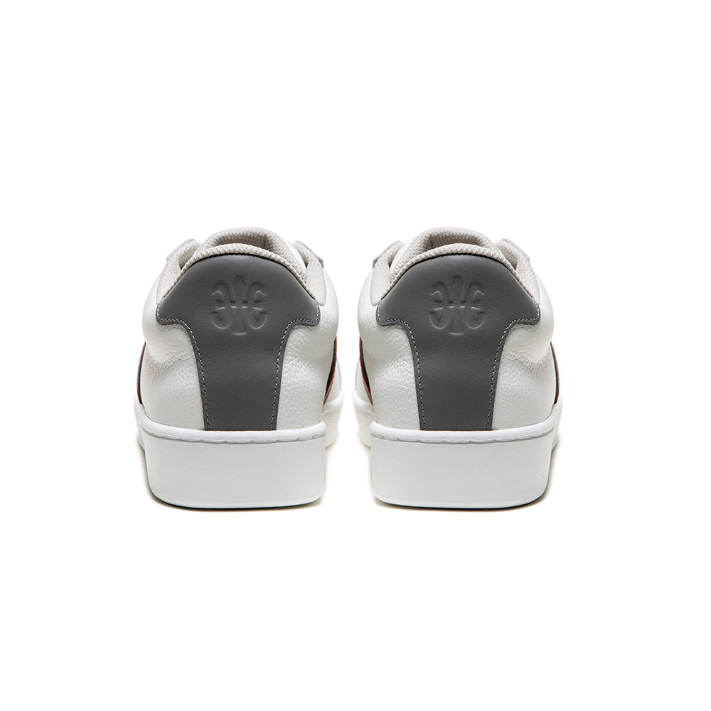Women's Bishop White Orange Gray Leather Sneakers