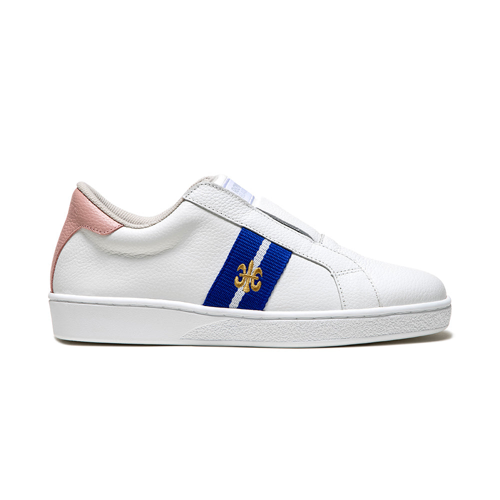 Women's Bishop White Blue Pink Leather Sneakers 91741-015