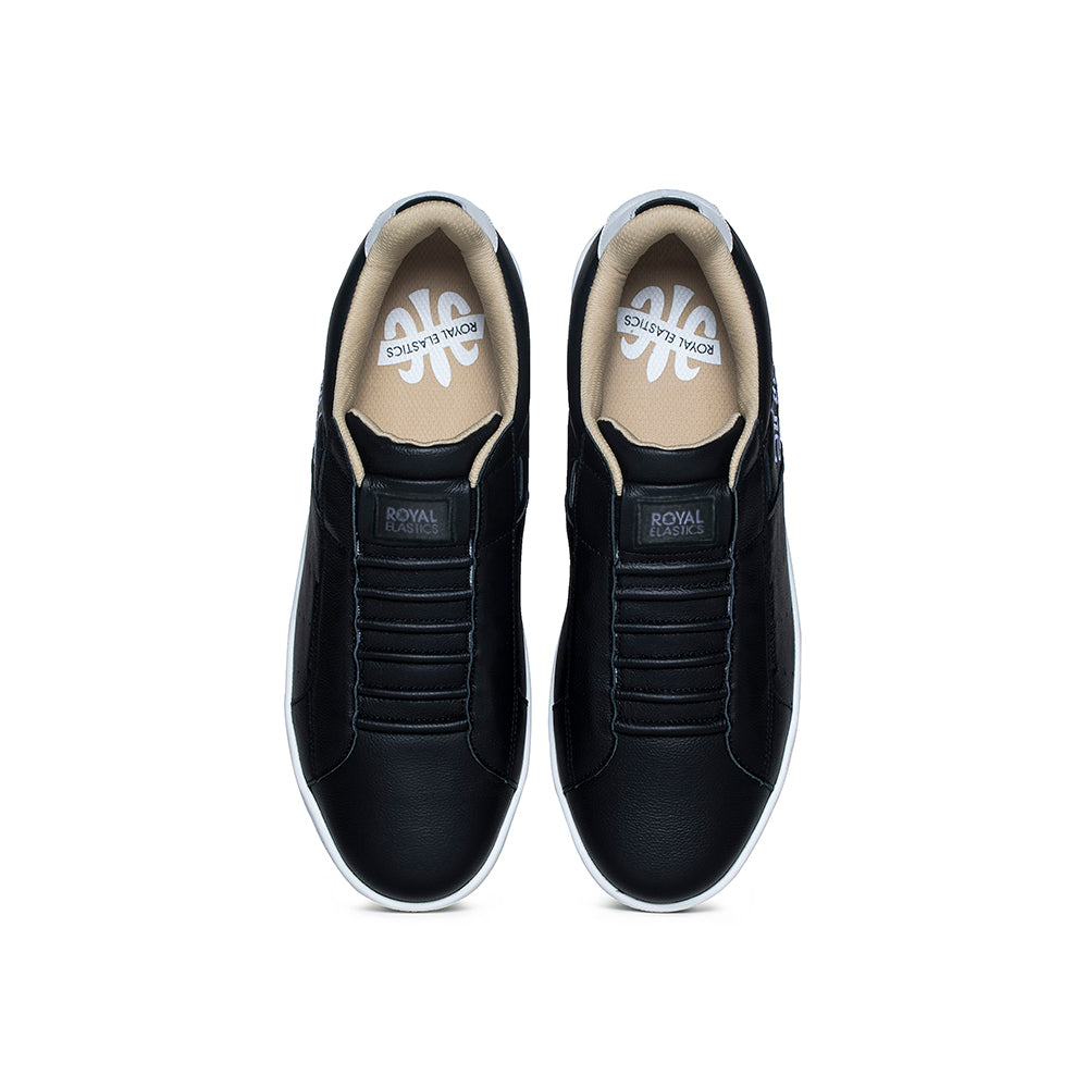 Women's Icon Genesis Black  White Leather Sneakers 91901-990 - ROYAL ELASTICS