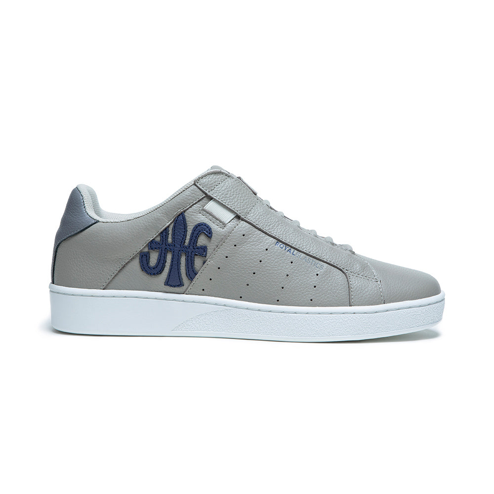 Women's Icon Gray Blue Logo Leather Sneakers 91921-885