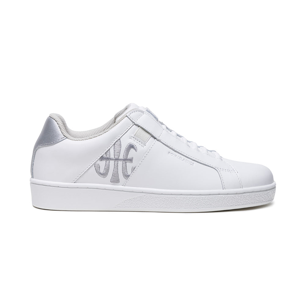 Women's Icon White Silver Logo Leather Sneakers 91923-008