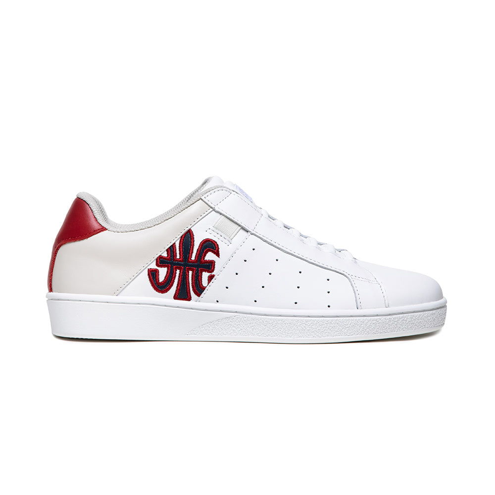 Women's Icon White Red Logo Leather Sneakers 91923-015