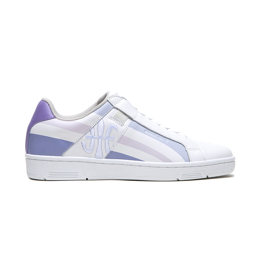Women's Icon Cross White Purple Logo Leather Sneakers 91932-066