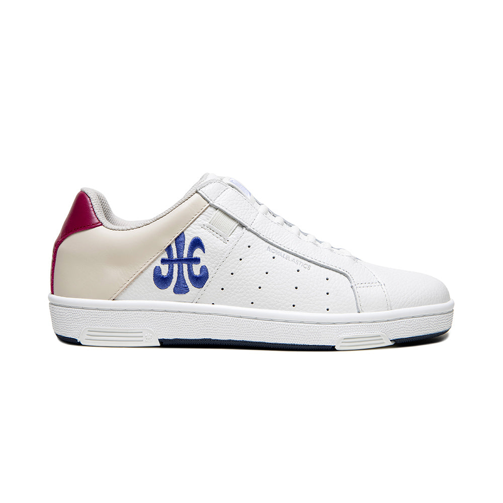 Women's Icon OG White Blue Purple Logo Leather Sneakers