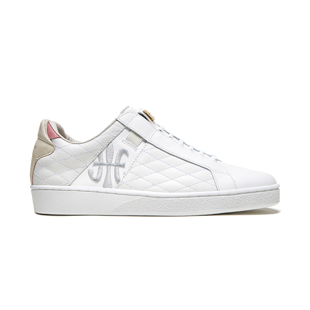 Women's Icon Lux White Pink Beige Leather Sneakers 92533-010