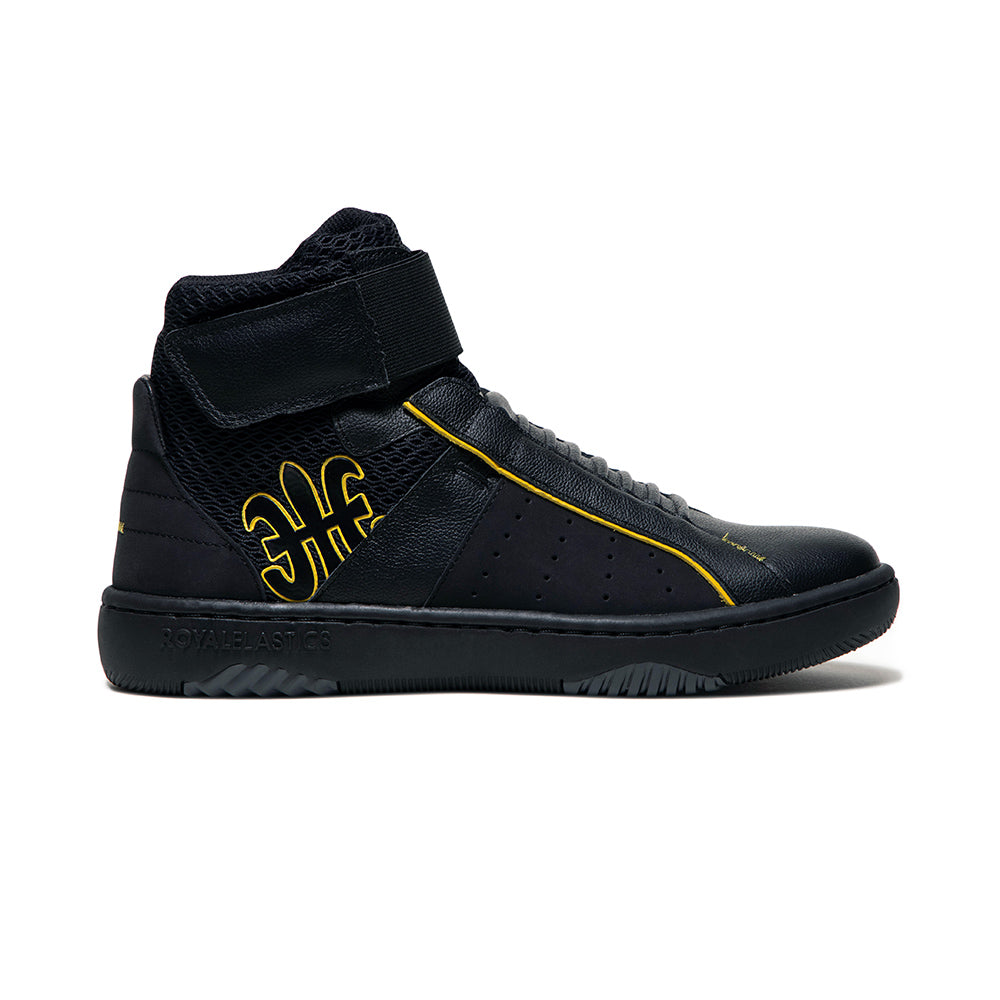 Women's Icon 2.0X Hi Black Yellow Hi Top Leather Sneakers 96423-993