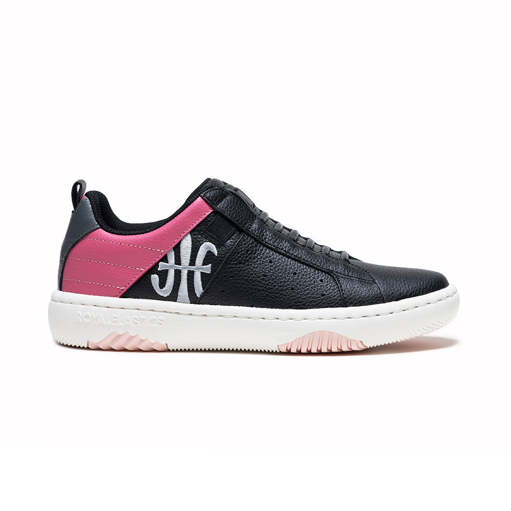 Women's Icon 2.0 Black Pink Logo Leather Sneakers 96522-918