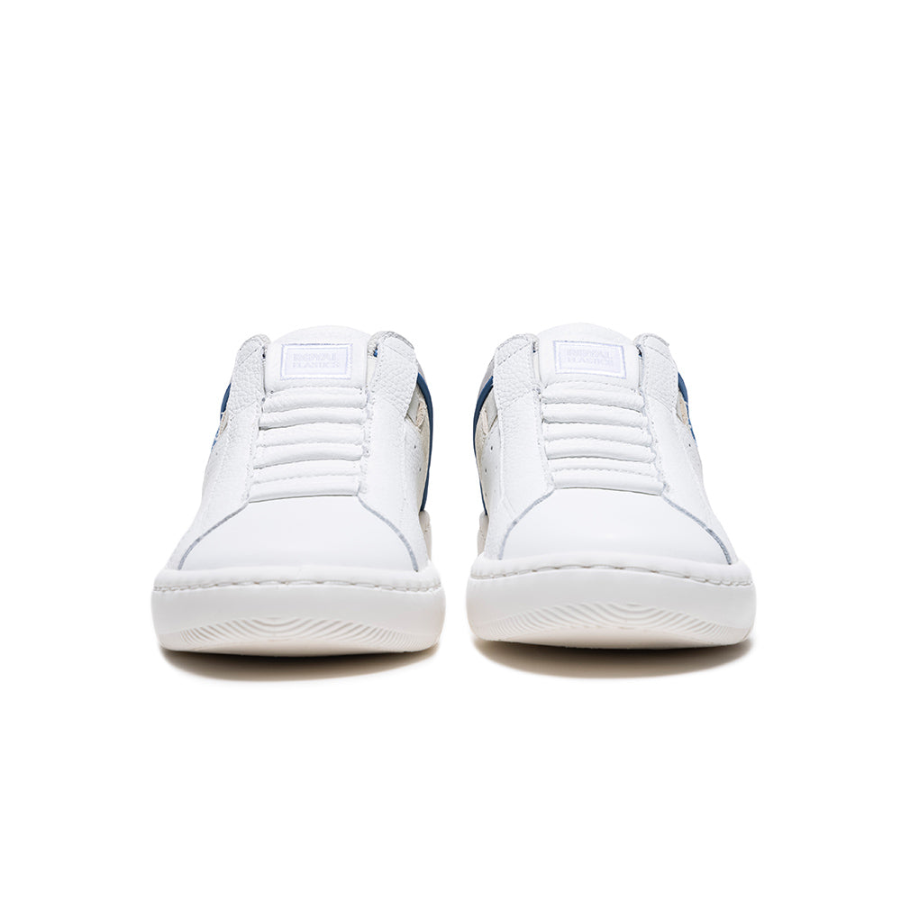 Women's Icon 2.0 White Blue Logo Leather Sneakers