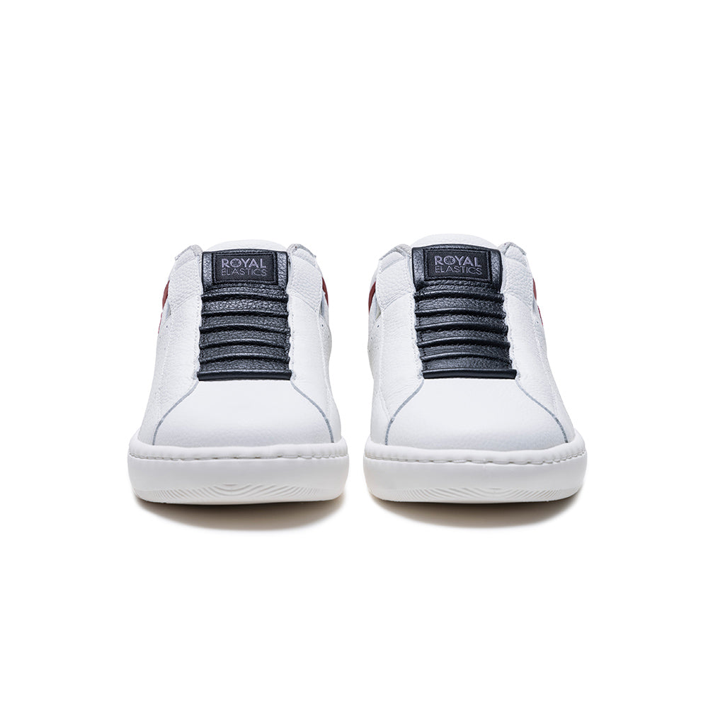 Women's Icon 2.0 White Red Black Logo Leather Sneakers
