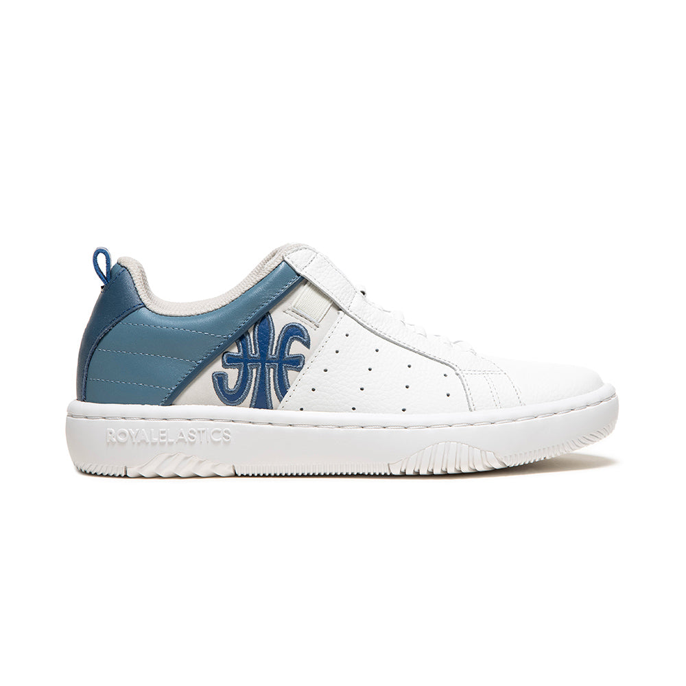Women's Icon 2.0 White Blue Logo Leather Sneakers