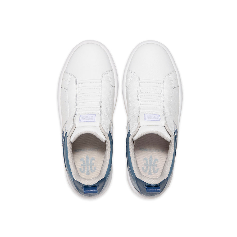 Women's Icon 2.0 White Blue Logo Leather Sneakers