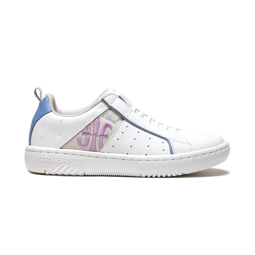 Women's Icon 2.0 White Pink Blue Logo Leather Sneakers 96541-056