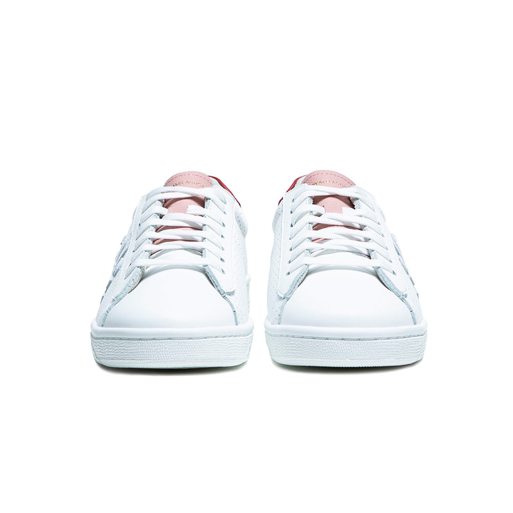 Women's Honor White Pink Red Logo Leather Sneakers