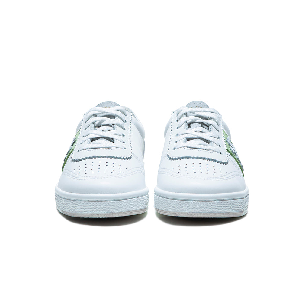 Women's Dreamer White Green Logo Leather Sneakers 98114-048