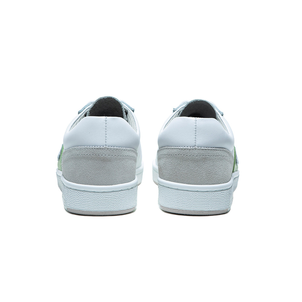 Women's Dreamer White Green Logo Leather Sneakers