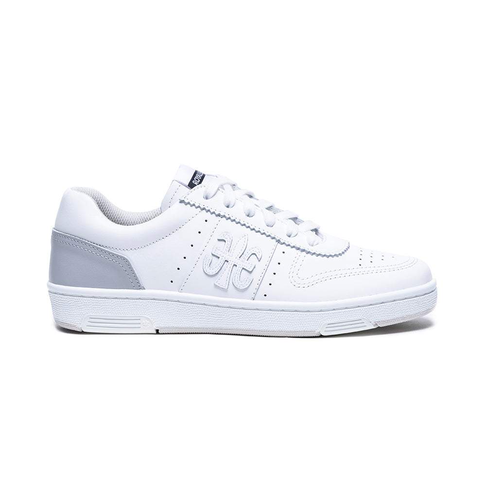 Women's Dreamer White Gray Logo Leather Sneakers 98121-008