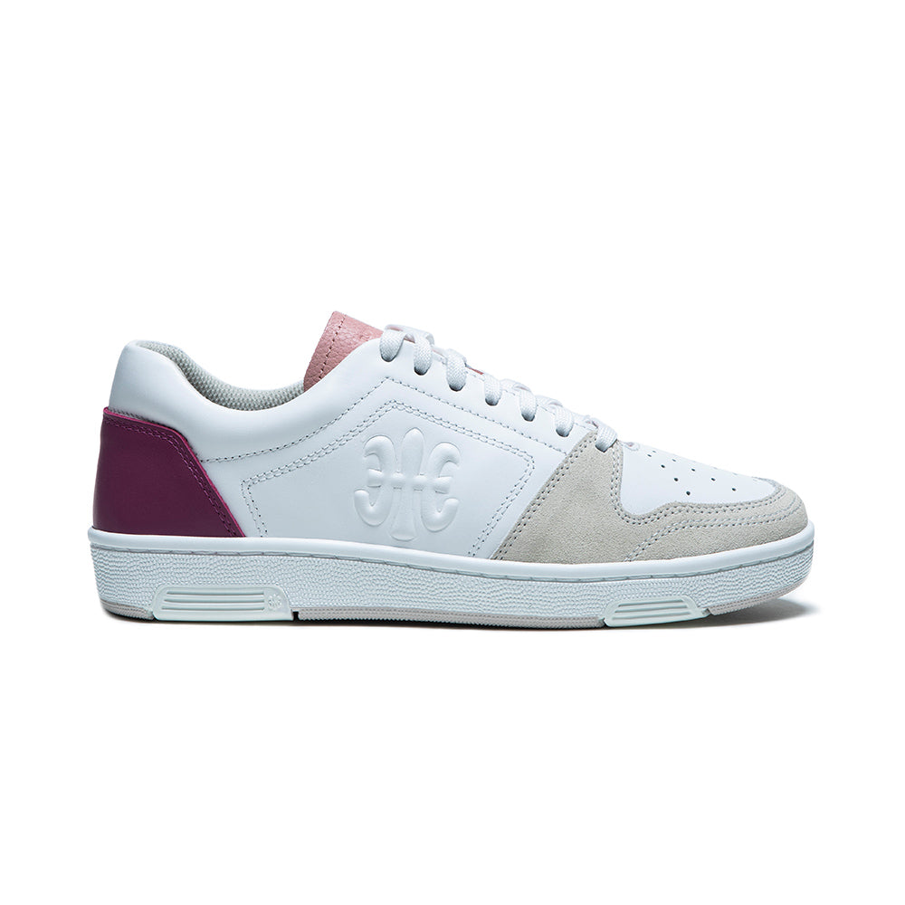 Women's Maker White Pink Red Logo Leather Sneakers 98214-016